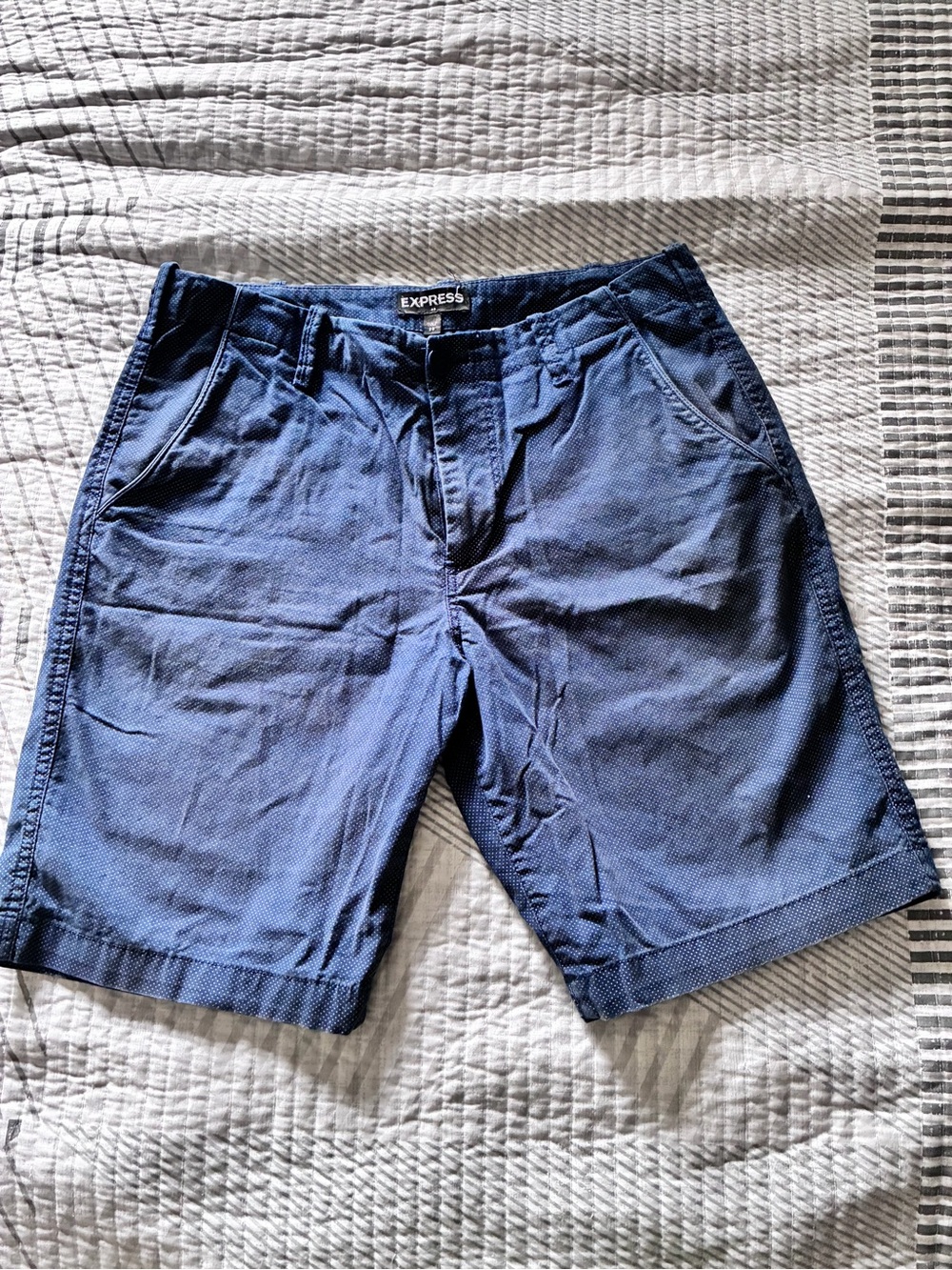 Express Men’s Navy Textured Flat-Front Shorts